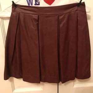 Pookie&Sebastian Pleated Burgundy Pleather Skirt